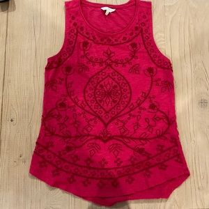 Pink Lucky Brand XS Sleeveless Embroidered Shirt